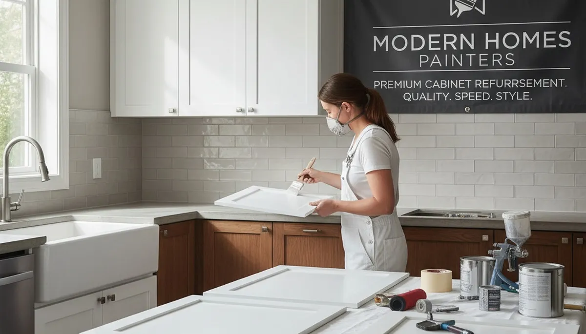 Cabinet painting for kitchens and bathrooms in Evansville, IN by Evansville Paint Pros