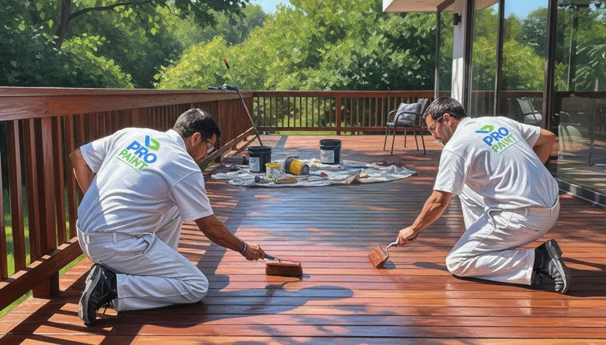 Deck painting in Evansville, IN by Evansville Paint Pros for durable outdoor protection